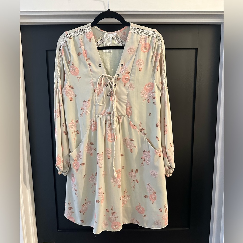 Floral Lace-Up Dress